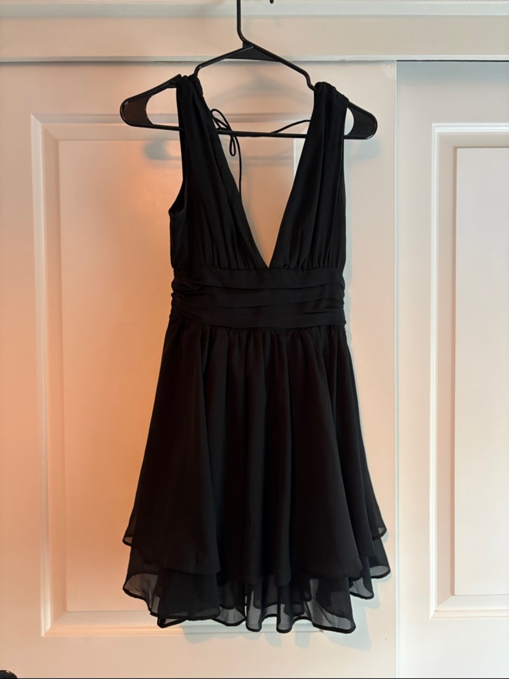 Abercrombie & Fitch Black Deep V-Neck Sleeveless Mini Dress